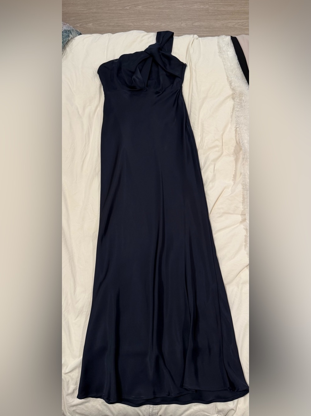 Billy J Navy One Shoulder Maxi Dress AU Size 8